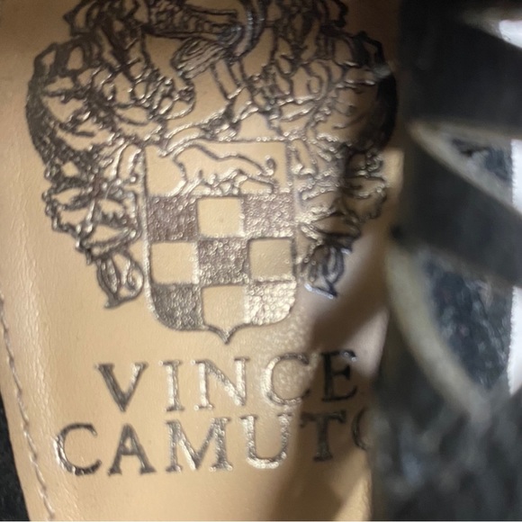 𝅺Vince Camuto Tarita Sandal Heels Laser Cut Black 7 - Picture 13 of 14